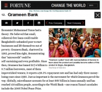 Grameen Bank in Fortune Magazineâ€™s Global List